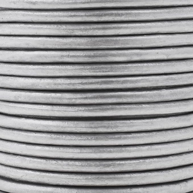 Mandala Crafts Round Genuine Silver Leather Cord - Image 3