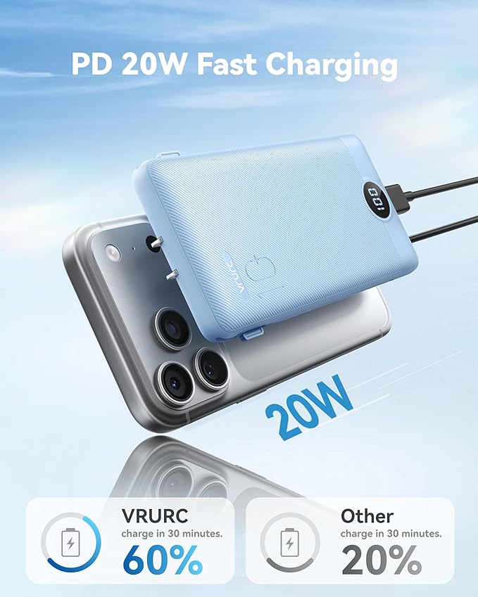 VRURC Portable Charger Power Bank - 10000mAh Fast Charging 22.5W USB Port Fast - Image 3