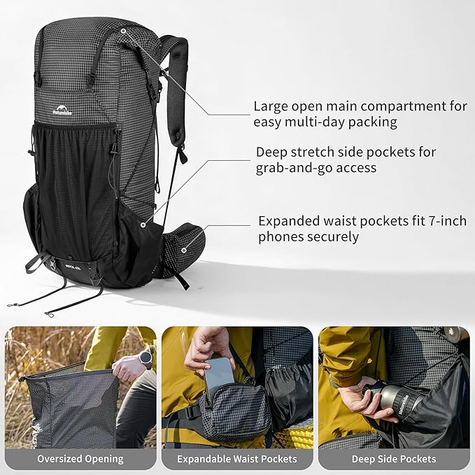 Naturehike 30L Rock 2.0 Upgraded Internal Frame Hiking Backpack - Image 3