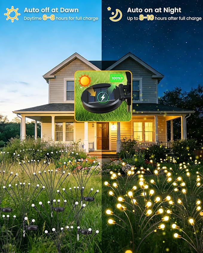 OZS 4 Pack Total 32 LED Solar Garden Lights Fairy Outdoor - Image 3