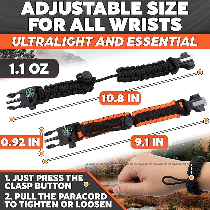 Paracord Bracelets for Men and Women – Adjustable Survival Paracord Bracelet - Image 2