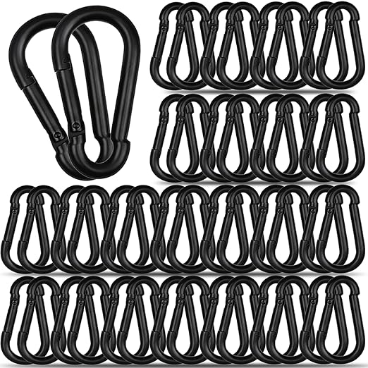 50 PCS 3'' Spring Snap Hook Carabiner, M8 5/16 Inch Galvanized Black Steel by HANDRERLEE
