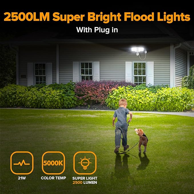 LUTEC 21W White Plug in Motion Sensor Light Outdoor, Flood Lights Outdoor - Image 2