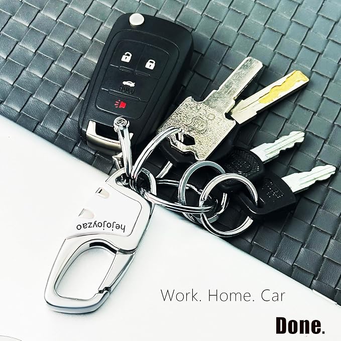 Keychain with Carabiner Clip, 4 Heavy Duty Key Rings and D Ring - Image 4