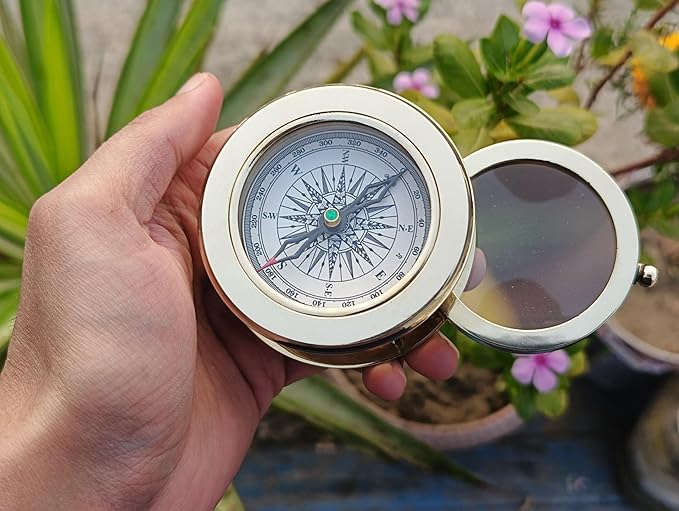 Vintage Brass Compass with Wooden Box – Antique Navigation Compass - Image 8