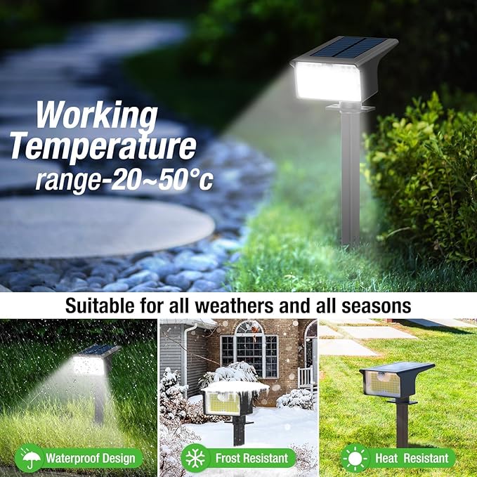 Nipify Solar Spot Lights, 3 Modes 62LED Outdoor Motion Sensor, Waterproof - Image 6