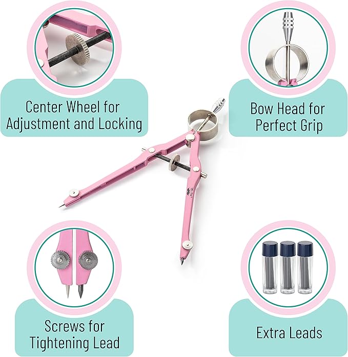 Mr. Pen- Professional Compass for Geometry, Extra Leads, Metal Compass - Image 4