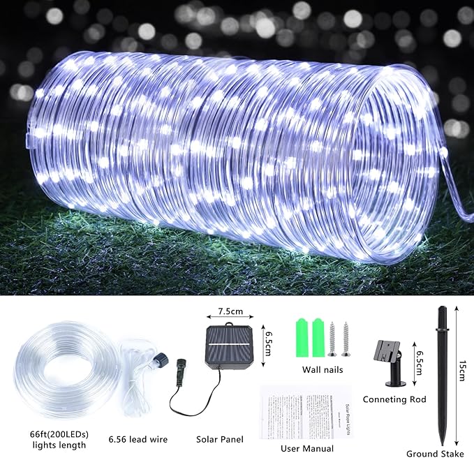 Solar Rope Lights, 2 Pack Total 132ft 400LED Solar String Lights, 8 Modes - Image 4