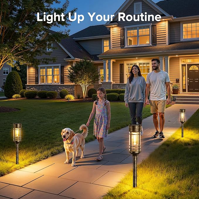 LETMY 8 Pack Brown Solar Pathway Lights Outdoor, Bright Solar Lights Outdoor - Image 2
