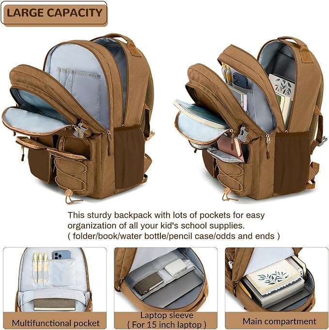 Lohol Water Resistant Backpack for School Travel College Travel, Large Bookbag - Image 4