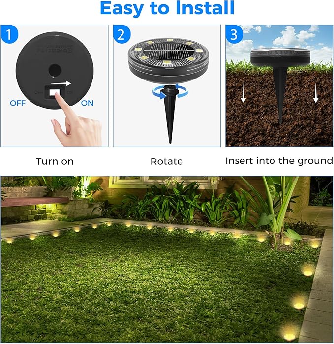 Peasur Mini Solar Ground Lights, 6 Pack Flat Solar Disc Lights Outdoor - Image 7