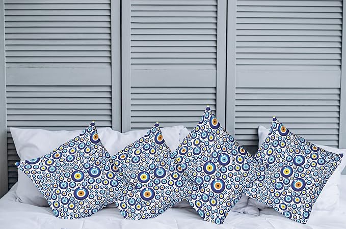 Ambesonne Evil Eye Throw Pillow Cushion Case Pack of 4, Traditional Turkish - Image 2