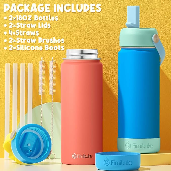 Fimibuke Kids Insulated Water Bottle, 18oz BPA FREE Kids Cup - Image 6