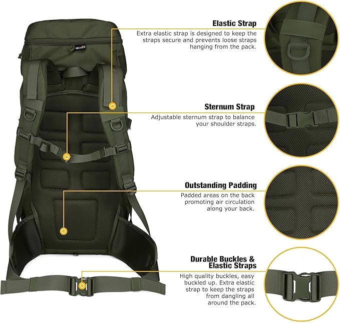 Mardingtop 50L Hiking Backpack, Backpacking Backpack - Image 6