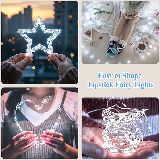 Lakumu 33FT 100LED Battery Operated Twinkle Lights Rechargeable, LED Fairy - Image 6