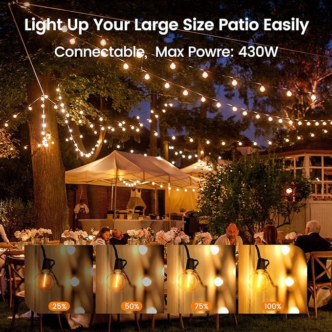 OHLUX Outdoor String Lights, 110FT Dimmable Patio Lights - Image 6