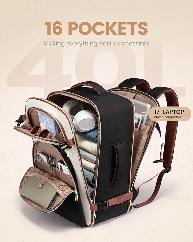 LOVEVOOK Travel Backpack Carry on Flight Approved 40L, Waterproof TSA Travel - Image 5