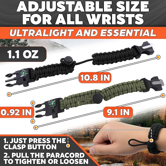 Paracord Bracelets for Men and Women – Adjustable Survival Paracord Bracelet - Image 2
