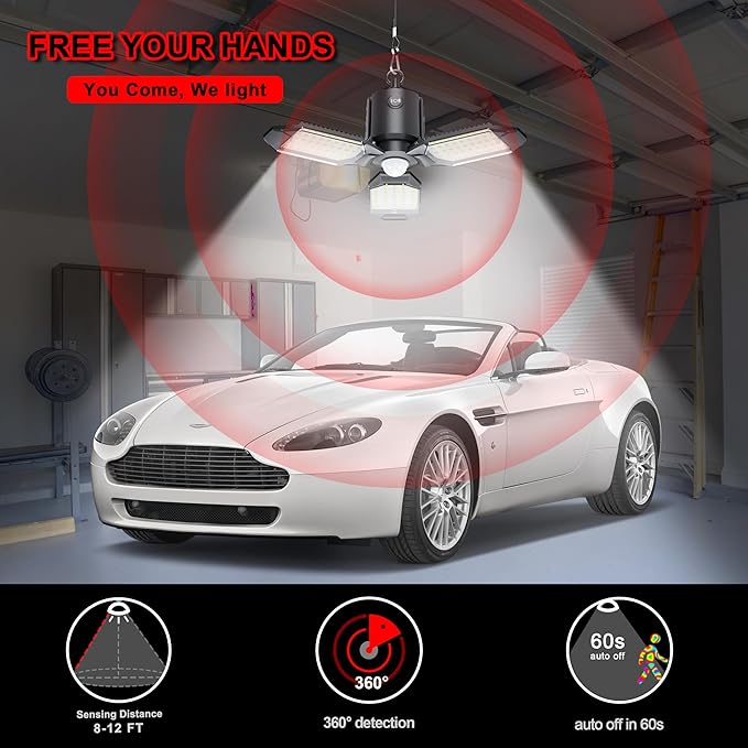 Plug in Garage Light Motion Sensor, 80W 8000LM Motion Sensor Lights Indoor - Image 2