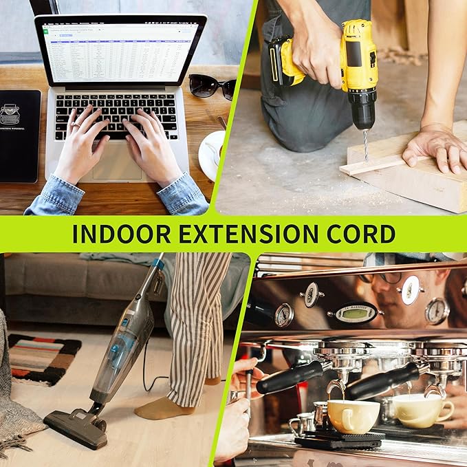 16/3 Black Extension Cord 6 FT Indoor, Short Extension Cord - Image 7