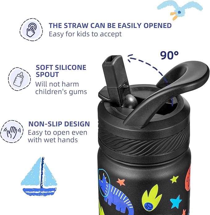 Fanhaw 18 Oz Kids Insulated Water Bottle - Image 3