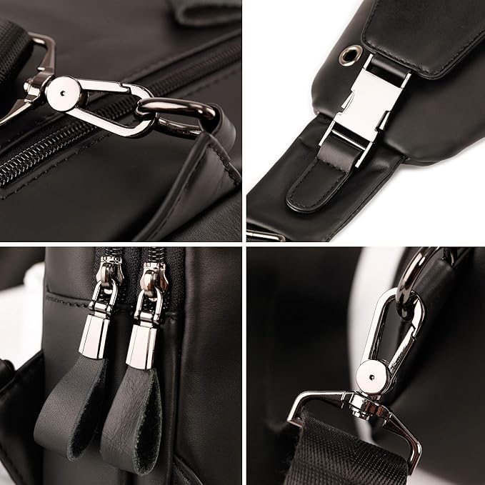 Hebetag Leather Sling Bag Hiking Daypack - Image 5