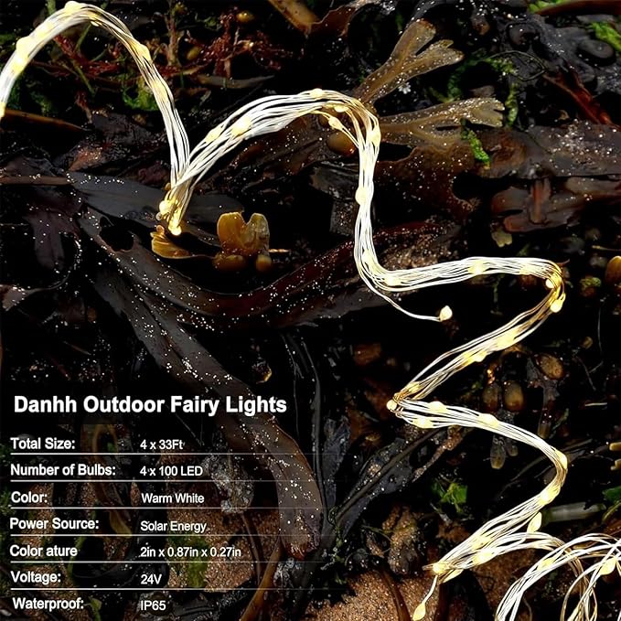 4 Pack Solar Fairy Lights 131Ft 400 LED Outdoor Twinkle Light - Image 4