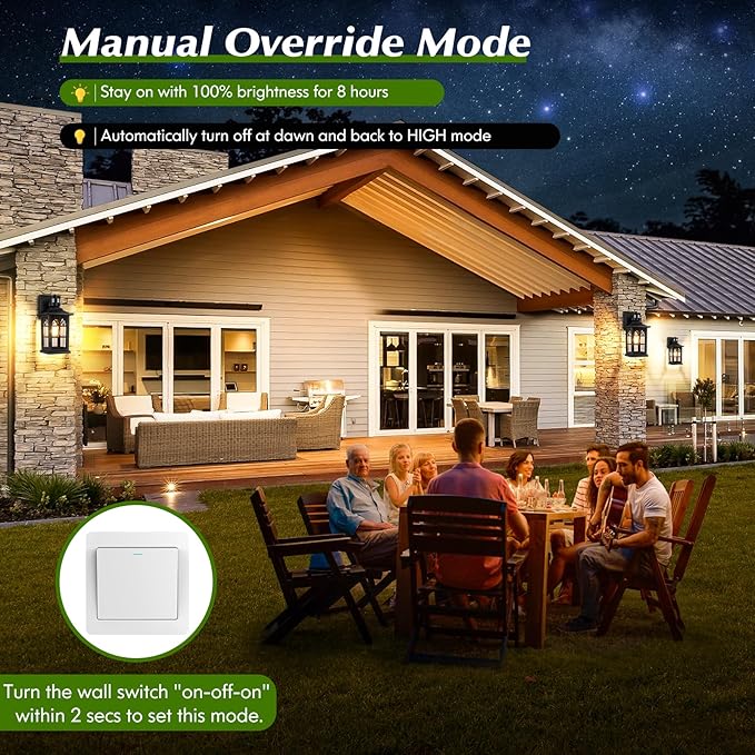 2-Pack Motion Sensor Outdoor Wall Lights, Dusk to Dawn Porch Lights Outdoor - Image 3