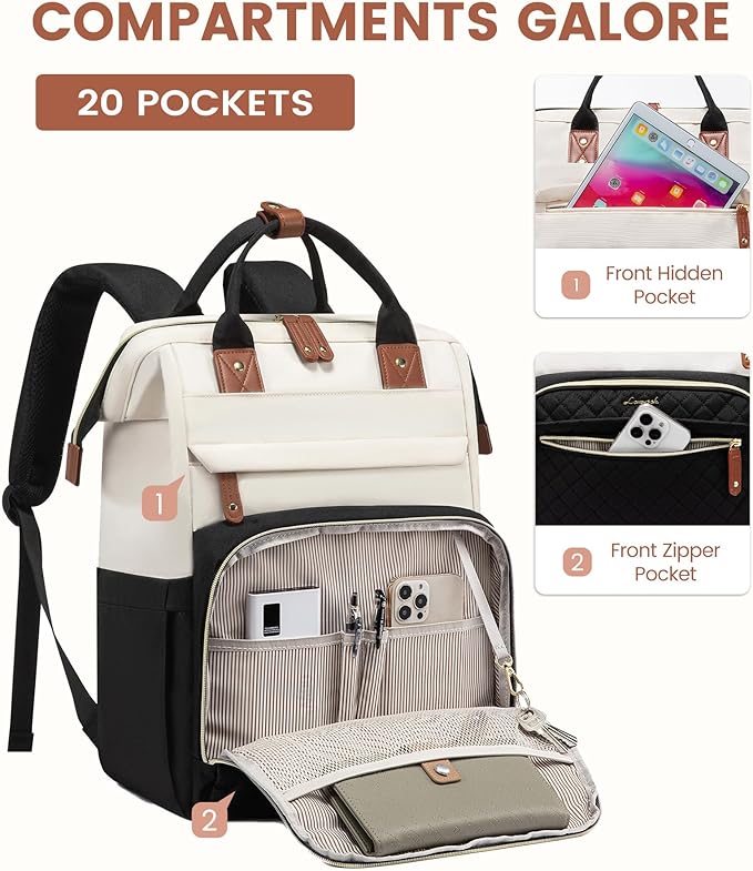 LOVEVOOK Laptop Backpack for Women, 17.3'' Waterproof Nurse Bag Teacher Work - Image 2