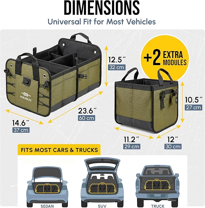 5-Section Extra Large Trunk Organizer – Heavy Duty 1680D Oxford, Collapsible & - Image 2