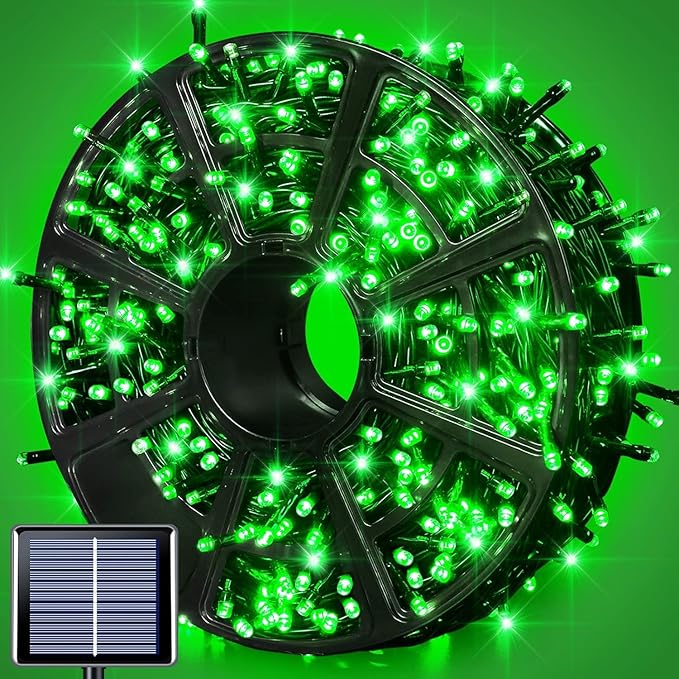 JMEXSUSS 600 LED Green Solar Christmas Lights, 206.7 ft Solar String Lights by JMEXSUSS