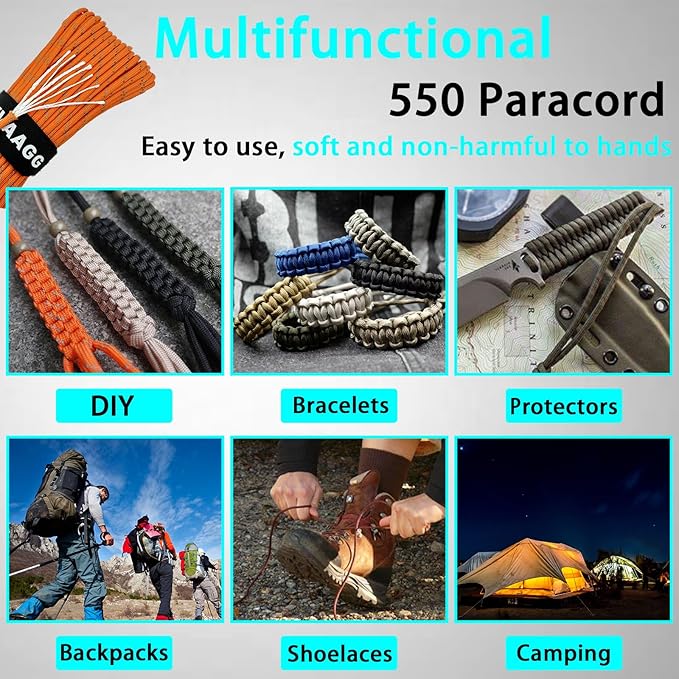 VVAAGG Reflective Paracord Rope 100FT, 7 Strand Nylon para Cord Lanyard Utility - Image 7