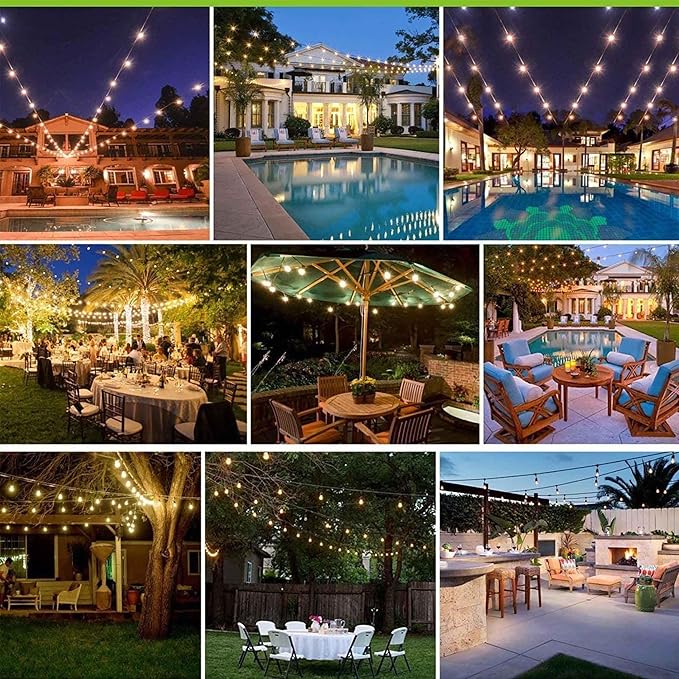 Banord Outdoor String Lights Commercial Grade 96ft Waterproof - Image 6