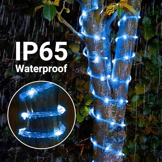 Solar Rope Lights, 2 Packs Total 66ft 200LED Solar String Lights, 8 Modes - Image 5