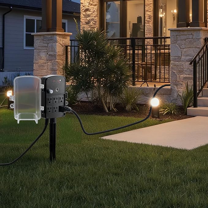VEVOR Outdoor Power Stake Timer, 100FT Extension Cord, Remote Control Outdoor - Image 8