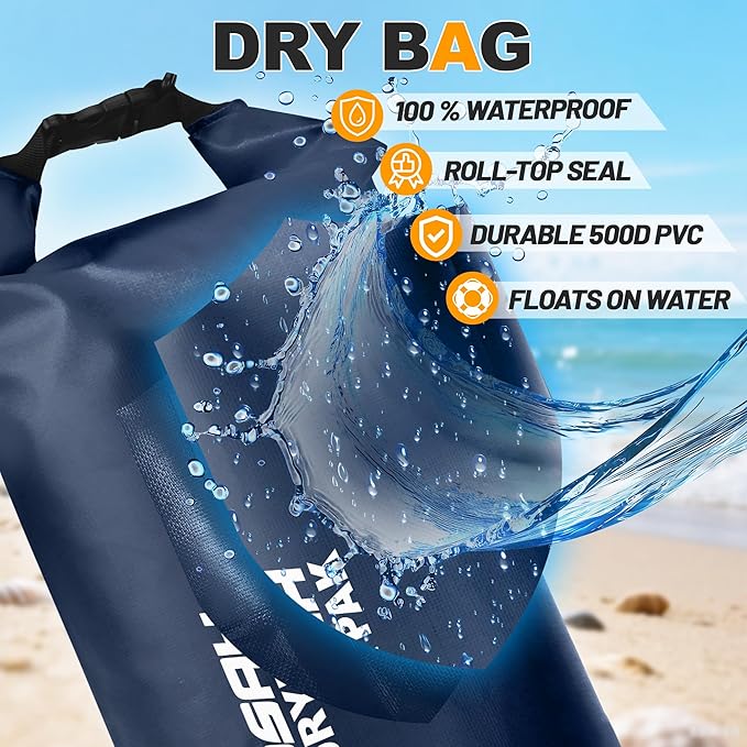 Waterproof Dry Bag, 5L/10L/20L/30L/40L Roll Top Lightweight Storage Backpack - Image 6