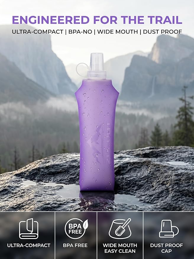 Zelvot Running Vest Soft Flask, BPA-Free 500ml Collapsible Water Bottle - Image 6