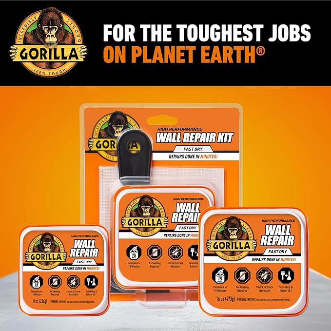 Gorilla Wall Repair Kit Featuring Gorilla Heavy Duty Wall Repair Spackling + - Image 8