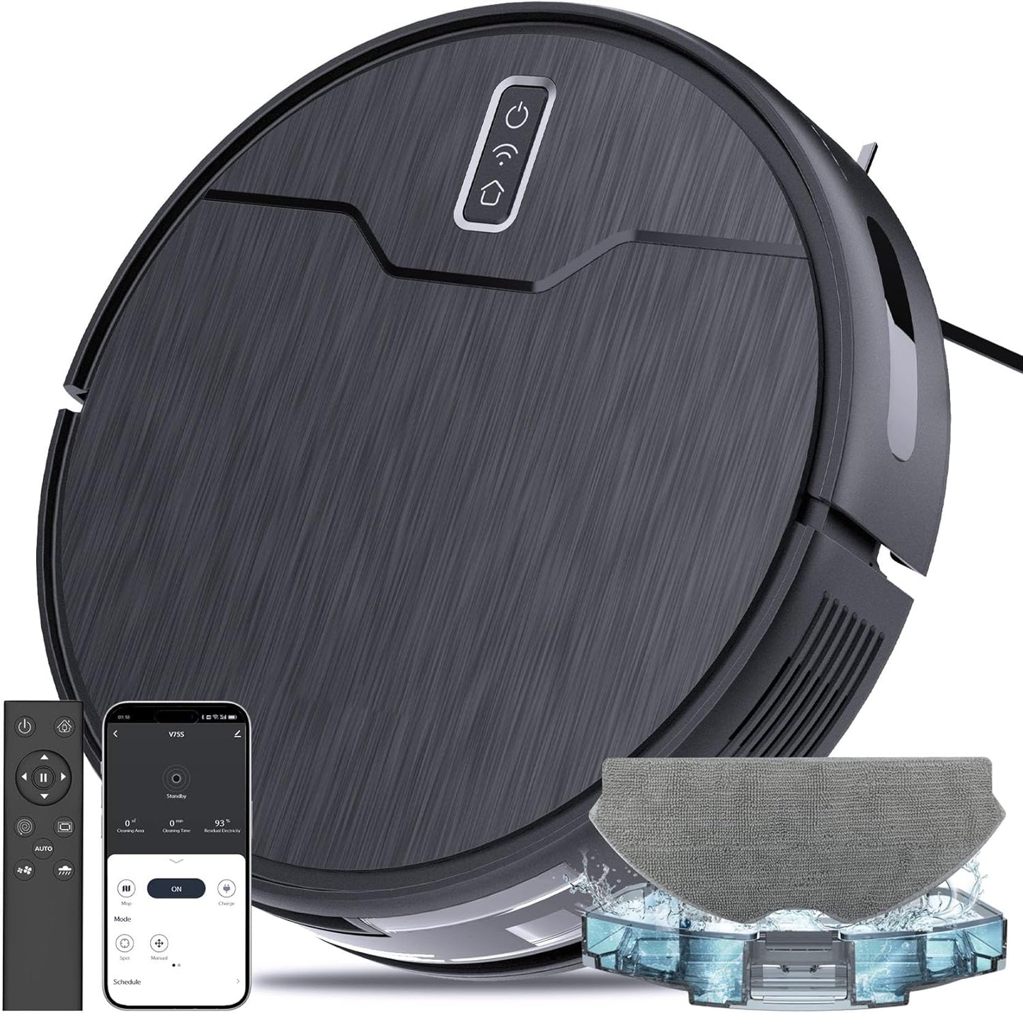 Robot Vacuum and Mop Combo, Robot Vacuum Cleaner, 6 Cleaning Modes, Large Capacity Water Tank Dustbin, Self-Charging, WiFi/App/Alexa, Ideal for Hard Floor, Carpet, Pet Hair
