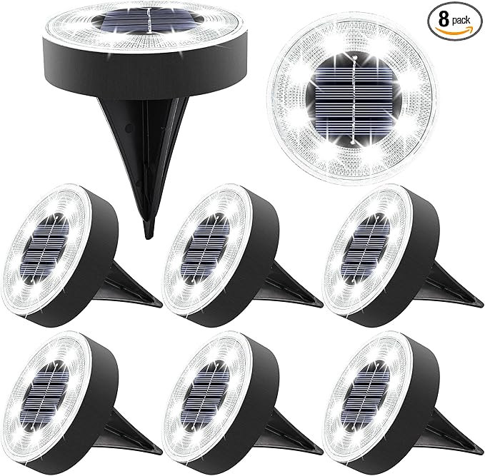 Joomer Solar Ground Lights, 8 Pack 8 LED Solar Lights Outdoor Waterproof IP68 by Joomer