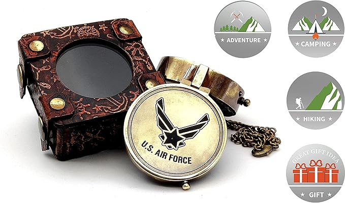 5MoonSun5's US AIR Force Engraved Brass Military Compass Nautical Marine - Image 2