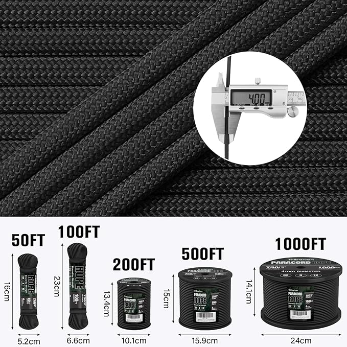 Paracord Rope 750 lb - 1000ft 5/32" Parachute Cord 4MM 12-Strand para Cord - - Image 5