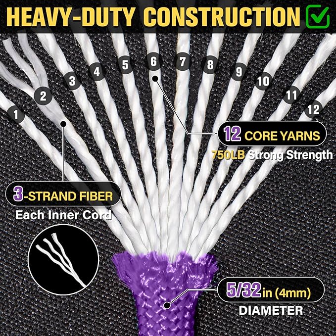 Paracord Rope 750 lb - 100ft 5/32" Parachute Cord 4MM 12-Strand para Cord - - Image 3