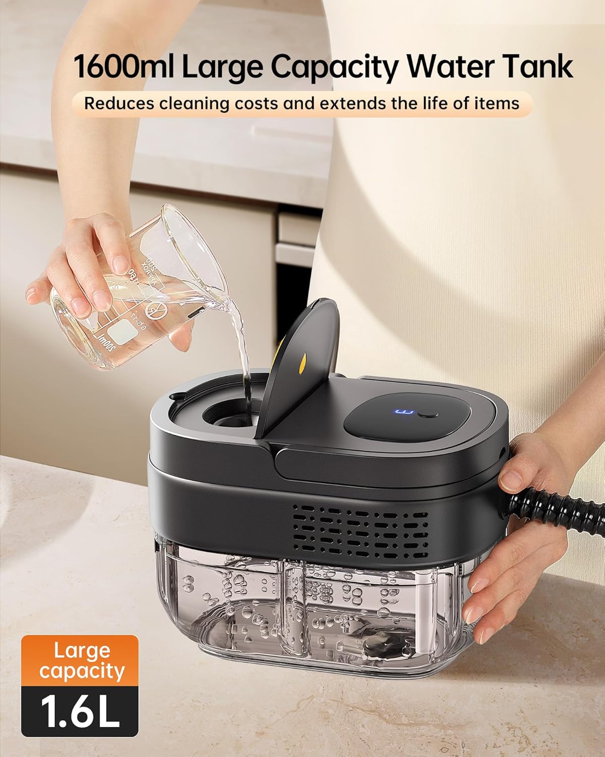 Handheld Steam Cleaner,2500W Steamer for Cleaning 1.69 Quarts Large Capacity Tank,Temperature steamer for Home,Car,kitchens,Camping