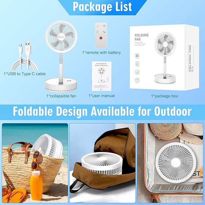 Portable Foldable Rechargeable Oscillating Fan - Image 8