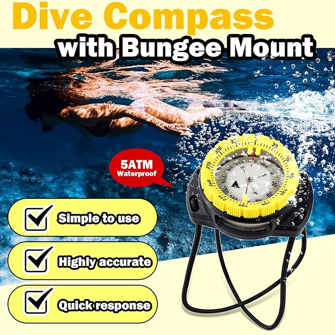Scuba Dive Compass, Waterproof 5ATM Marine Navigation Wrist Compass - Image 2