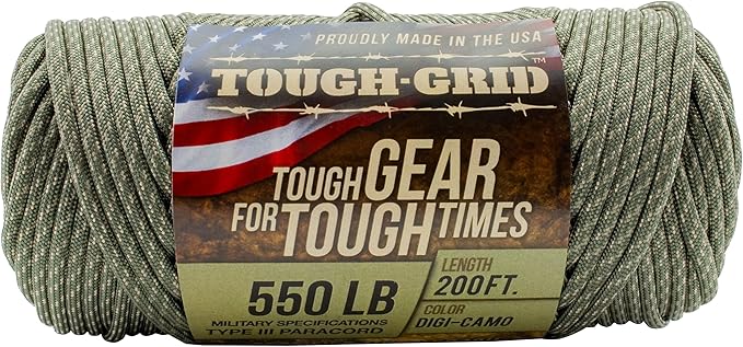 TOUGH-GRID 550 Paracord, Type III Mil-Spec Nylon Rope - 200 Ft Digi-Camo - Image 3