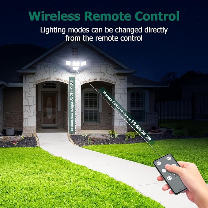 4500LM Solar Lights Outdoor, 4 Adjustable Heads Motion Sensor Lights, 3 Modes - Image 8