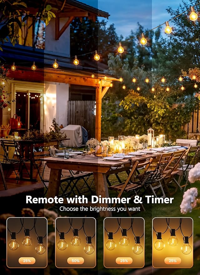 Brightown Outdoor String Lights, 55FT 17 G40 Bulbs Shatterproof Patio Lights - Image 2