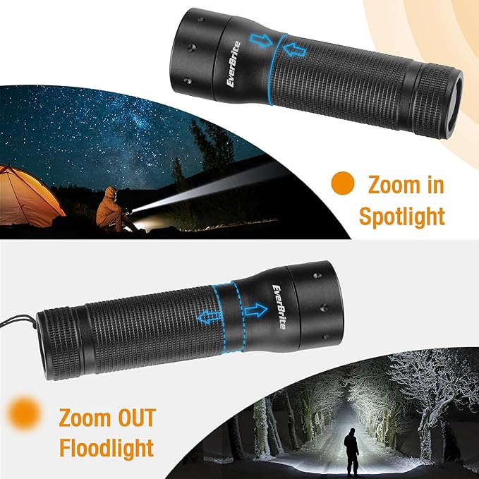 EverBrite Mini Flashlight, Zoomable LED Flash Light, 3 Modes, 3AAA Batteries - Image 4